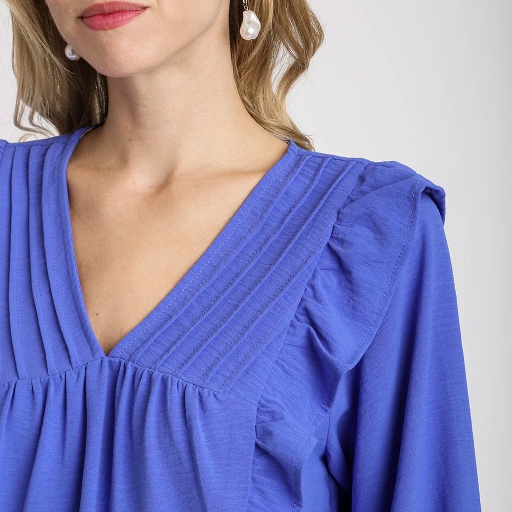 Umgee Tatum Ruffle Orchid Blue Mini Dress Size Medium! - Picture 3 of 10